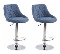 Tabouret de Bar - NEYRON - Bleu - Réglable en hauteur - Lot de 2 - Design contemporain