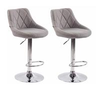 CLP Lot de 2 Tabourets de Bar Réglable en Hauteur Lazio Tissu I Chaise Hauteur de Bar Confortable Dossier et Repose-Pied Ergonomique I Couleur: Gris