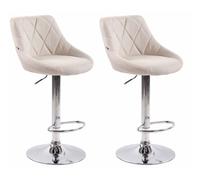 CLP Lot de 2 Tabourets de Bar Réglable en Hauteur Lazio Tissu I Chaise Hauteur de Bar Confortable Dossier et Repose-Pied Ergonomique I Couleur: Crème