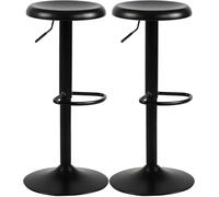CLP Lot de 2 tabourets de Bar réglables Williston, pivotants avec Repose-Pieds, sans Dossier, Structure en métal, Couleur:Noir