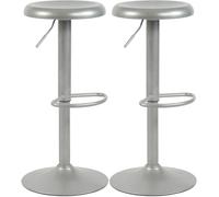 CLP Lot de 2 tabourets de Bar réglables Williston, pivotants avec Repose-Pieds, sans Dossier, Structure en métal, Couleur:Argent