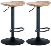 CLP Lot de 2 Tabourets de bar Skelde avec assise en bois Pied en Métal , Nature Bois
