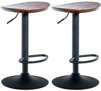 CLP Lot de 2 Tabourets de bar Skelde avec assise en bois Pied en Métal , Noyer Bois