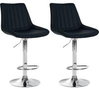CLP Lot de 2 tabourets de Bar Toni Similicuir I Chaise de Bar réglable en Hauteur avec Structure métallique Couleur:Noir;Matériel du Cadre:Métal en Finition chromée
