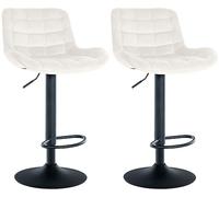 CLP Lot de 2 tabourets de Bar Tover I Tabourets de Bar réglables en Hauteur I Chaises pivotantes à 360° avec Dossier pour comptoirs et Bars, Couleur:crème, Matériel:Velours