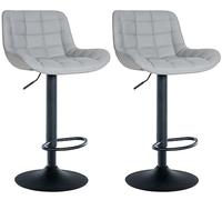 CLP Lot de 2 tabourets de Bar Tover I Tabourets de Bar réglables en Hauteur I Chaises pivotantes à 360° avec Dossier pour comptoirs et Bars, Couleur:Gris, Matériel:Similicuir
