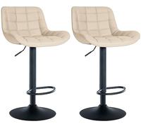 CLP Lot de 2 tabourets de Bar Tover I Tabourets de Bar réglables en Hauteur I Chaises pivotantes à 360° avec Dossier pour comptoirs et Bars, Couleur:crème, Matériel:Similicuir