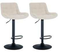 CLP Lot de 2 tabourets de Bar Tover I Tabourets de Bar réglables en Hauteur I Chaises pivotantes à 360° avec Dossier pour comptoirs et Bars, Couleur:crème, Matériel:Tissu