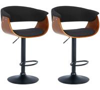 CLP Lot de 2 tabourets de Bar Vestal Tissu ou Similicuir I Tabouret de comptoir Réglable en Hauteur avec Repose-Pieds, Couleur:Noyer/Noir, Matériel:Tissu