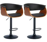 CLP Lot de 2 tabourets de Bar Vestal Tissu ou Similicuir I Tabouret de comptoir Réglable en Hauteur avec Repose-Pieds, Couleur:Noyer/Noir, Matériel:Similicuir