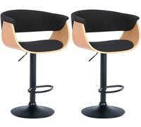 CLP Lot de 2 tabourets de Bar Vestal Tissu ou Similicuir I Tabouret de comptoir Réglable en Hauteur avec Repose-Pieds, Couleur:Nature/Noir, Matériel:Tissu