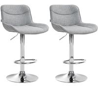 CLP Lot de 2 tabourets de Bar Vonore Tissu I Réglable en Hauteur et pivotant à 360 degrés I avec Repose-Pieds et piètement métallique, Couleur:Gris, Couleur du Cadre:Chrome