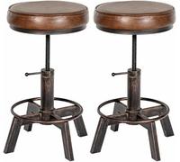 CLP Lot de 2 tabourets Destin en Similicuir I Tabouret rembourré réglable en Hauteur I Tabouret rembourré au Design Industriel, Couleur:Bronze