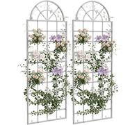 CLP Lot de 2 Treillis Viva en Fer avec Arc et Supports intégrés, tuteur pour Plantes grimpantes pour Jardin, terrasse et Balcon | Couleur Blanc Antique