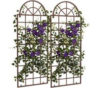 CLP Lot de 2 Treillis Viva en Fer avec Arc et Supports intégrés, tuteur pour Plantes grimpantes pour Jardin, terrasse et Balcon | Couleur Marron Antique