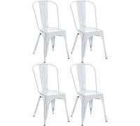 CLP Lot de 4 chaises Benedikt I Chaises métalliques empilables et faciles d'entretien, Couleur:Blanc