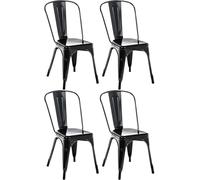 CLP Lot de 4 chaises Benedikt I Chaises métalliques empilables et faciles d'entretien, Couleur:Noir