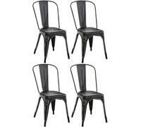 CLP Lot de 4 chaises Benedikt I Chaises métalliques empilables et faciles d'entretien, Couleur:Noir/Or