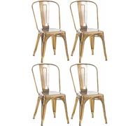 CLP Lot de 4 chaises Benedikt I Chaises métalliques empilables et faciles d'entretien, Couleur:Or