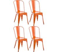 CLP Lot de 4 chaises Benedikt I Chaises métalliques empilables et faciles d'entretien, Couleur:Orange