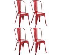 CLP Lot de 4 chaises Benedikt I Chaises métalliques empilables et faciles d'entretien, Couleur:Rouge