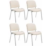 CLP Lot de 4 Chaises De Conférence Ken en Similicuir I Chaise Visiteur avec Piétement en Métal Chromé, Couleur:crème
