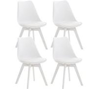 Lot de 4 chaises vintage en simili-cuir et bois - LinCHAVORNAY Art - Blanc