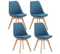 CLP Lot de 4 chaises de cuisine Linares , Bleu/Tissu bleu G