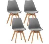 CLP Lot de 4 chaises de cuisine Linares , Gris/Plastique gris G