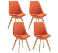 CLP Lot de 4 chaises de cuisine Linares , Orange/Tissu orange G