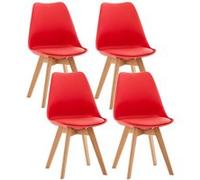 CLP Lot de 4 chaises de cuisine Linares , Rouge/Plastique rouge G