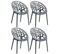 CLP Lot de 4 chaises de jardin Hope en plastique - 4 chaises empilables résistantes aux intempéries - Charge maximale : 150 kg - Couleur : anthracite