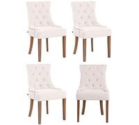 CLP Lot De 4 Chaises De Salle A Manger Aberdeen en Velours I Rembourrage Epais I Chaise avec Dossier Et Piétement en Bois d'Hévéa, Couleur:crème, Couleur du Cadre:Antique Clair