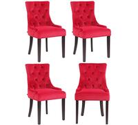 Chaises de salle à manger Aberdeen en Velours Rouge-Antique - CLP - Lot de 4 - Avec accoudoirs - Elégance - Chic
