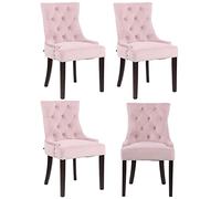 CLP Lot De 4 Chaises De Salle A Manger Aberdeen en Velours I Rembourrage Epais I Chaise avec Dossier Et Piétement en Bois d'Hévéa, Couleur:Rose, Couleur du Cadre:Antique