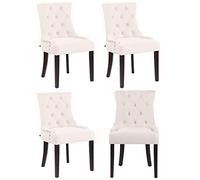 CLP Lot De 4 Chaises De Salle A Manger Aberdeen en Velours I Rembourrage Epais I Chaise avec Dossier Et Piétement en Bois d'Hévéa, Couleur:crème, Couleur du Cadre:Antique