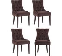 CLP Lot de 4 Chaises de salle à manger Aberdeen en Velours Piètement en bois d'hévéa , Marron/Antique Marron