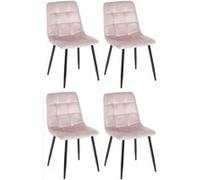 CLP Lot de 4 Chaises de salle à manger Antibes en Velours Pieds en métal , Rose Rose