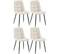 CLP Lot de 4 chaises de salle à manger Antibes Housse en velours pouvant supporter jusqu'à 150 kg,blanc crème