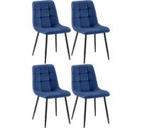 CLP Lot de 4 chaises de salle à manger Antibes Housse en velours pouvant supporter jusqu'à 150 kg,bleu
