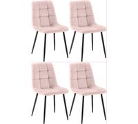 CLP Lot de 4 chaises de salle à manger Antibes Housse en velours pouvant supporter jusqu'à 150 kg,rose