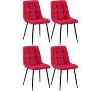 CLP Lot de 4 chaises de salle à manger Antibes Housse en velours pouvant supporter jusqu'à 150 kg,rouge