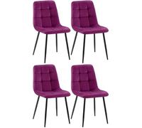 CLP Lot de 4 chaises de Salle à Manger Antibes I Chaises de Cuisine garnies de Velours I avec Protections de Sol, Couleur:Violet