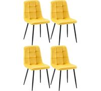 CLP Lot de 4 chaises de Salle à Manger Antibes I Chaises de Cuisine garnies de Velours I avec Protections de Sol, Couleur:Jaune