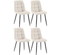 CLP Lot de 4 Chaises de salle à manger Antibes en Velours Pieds en métal , Crème Crème