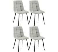 CLP Lot de 4 Chaises de salle à manger Antibes en Velours Pieds en métal , Gris