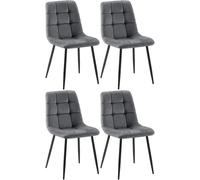 CLP Lot de 4 chaises de Salle à Manger Antibes I Chaises de Cuisine garnies de Velours I avec Protections de Sol, Couleur:Gris foncé