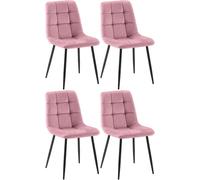 CLP Lot de 4 chaises de Salle à Manger Antibes I Chaises de Cuisine garnies de Velours I avec Protections de Sol, Couleur:Rose