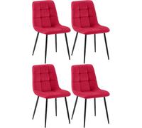 Lot de 4 Chaises de Salle à Manger Antibes en Velours et Pieds en métal noir , Rouge