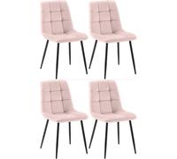 CLP Lot de 4 Chaises de salle à manger Antibes en Velours Pieds en métal , Rose Rose